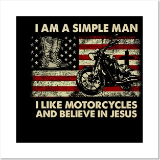 I Am A Simple Women I Like Motorcycles And Believe In Jesus Posters and Art